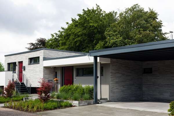 Bungalow H1 mit Klinkerriemchen R-129-117-ModF grau weiß bunt