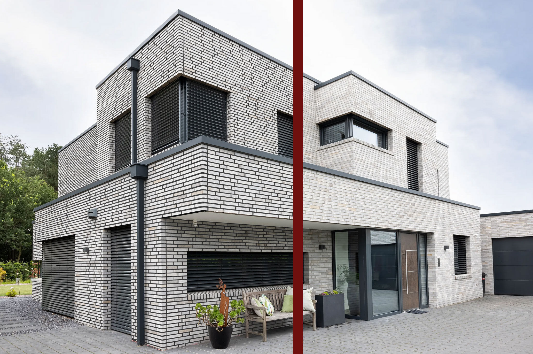 Fensterfarbe + Fugenfarbe = Gesamtwirkung: Helle Fensterrahmen wirken mit hellen Fugen freundlicher und klassischer, dunkle Fenster zusammen mit dunklen Fugen eher modern und reduziert.