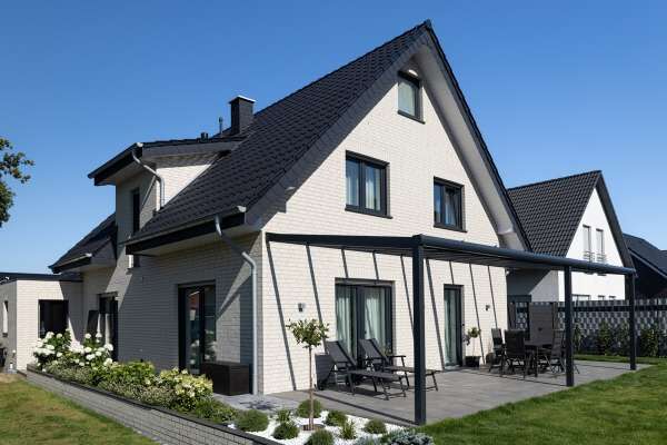 Einfamilienhaus H1 mit Klinker 104-194-NF grau weiß