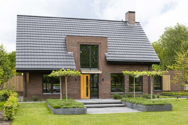 Modernes Einfamilienhaus H3 mit Klinker 118-112-ModF braun, grau naunciert