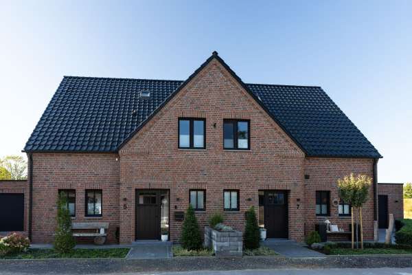 Doppelhaus H16 mit Klinker 101-129-NF rot - Kohle