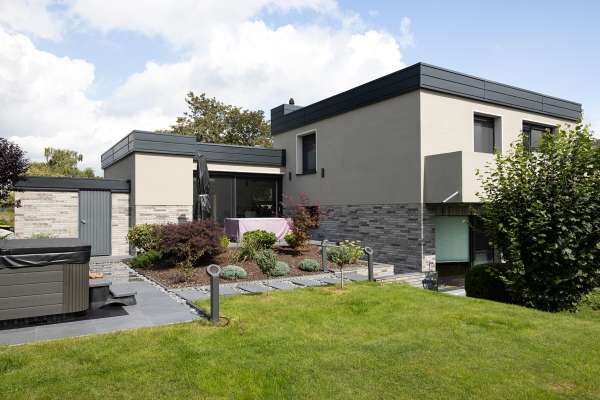 Einfamilienhaus H1 mit Klinkerriemchen R-101-19-ModF grau anthrazit bunt