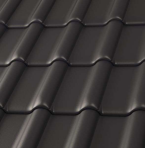 Dachziegel DZ-104-4-3-FDZ dunkelgrau engobiert (Flachdachziegel)