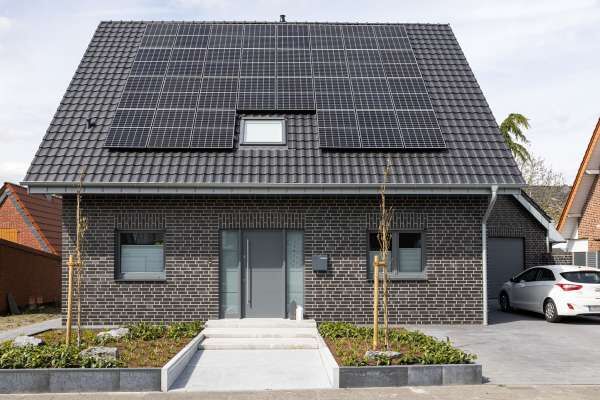 Einfamilienhaus H9 mit Klinker 101-115-NF schwarz - blau -bunt